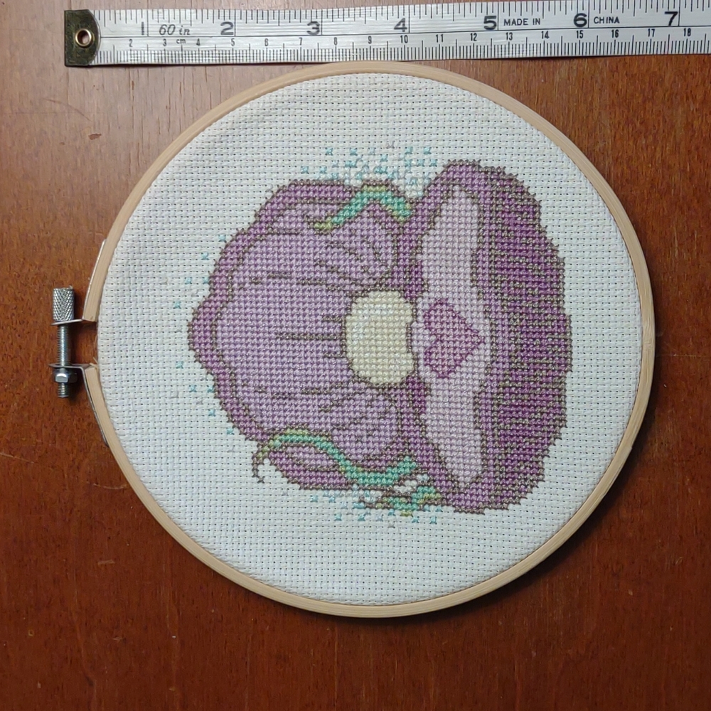 Oyster with Pearl Counted Cross Stitch